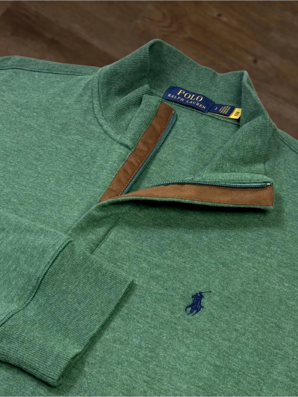 Polo Ralph Lauren Sweatshirt Mens L Green 1/4 Zip Pullover Mock Neck